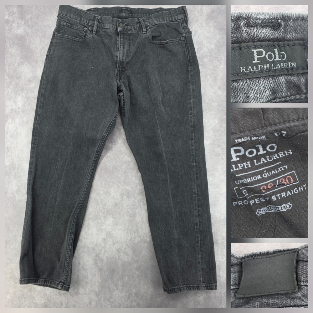 Polo Ralph Lauren Prospect Straight Leg Jeans Mens 38x30 Black Denim Fits 40x30